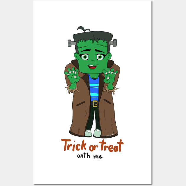 Halloween Spoopy Frankenstein trick or treat Wall Art by Missing.In.Art